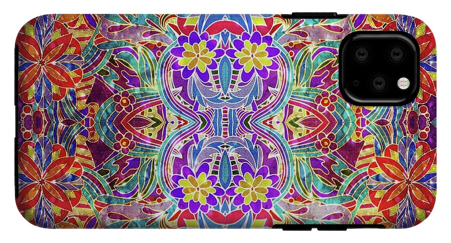 Red Purple Sparkle Floral - Phone Case