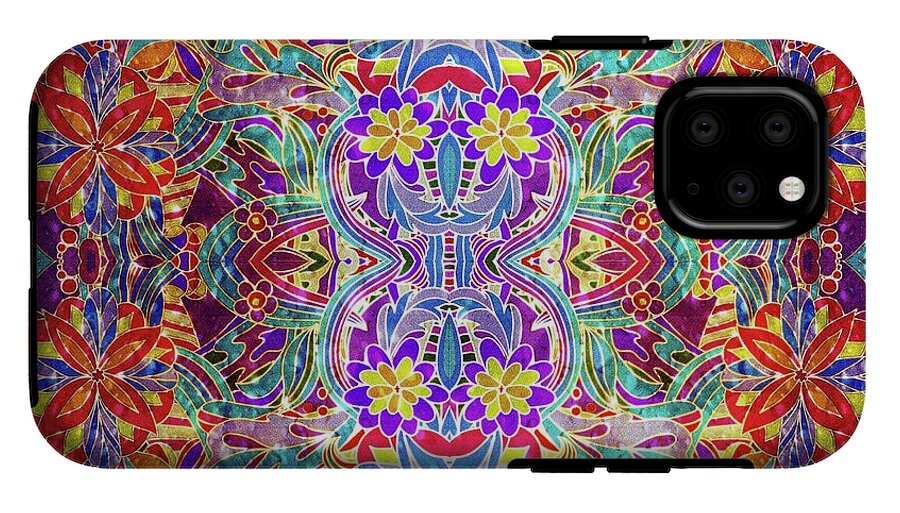 Red Purple Sparkle Floral - Phone Case