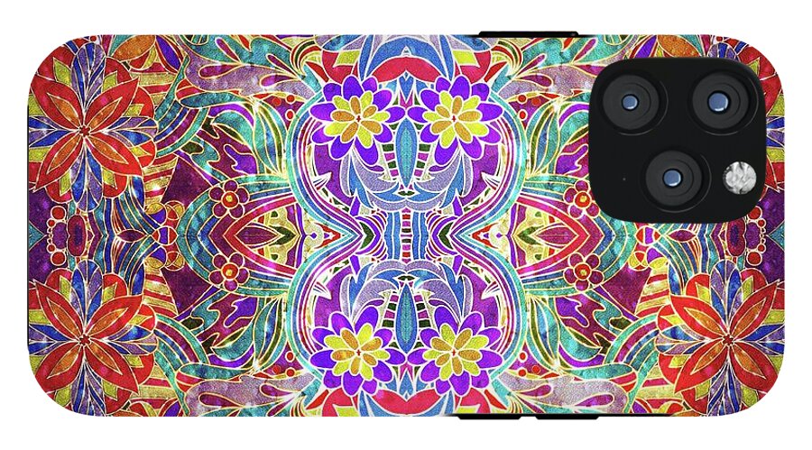 Red Purple Sparkle Floral - Phone Case