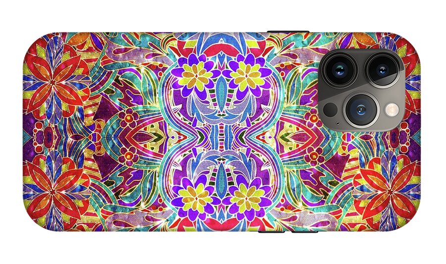 Red Purple Sparkle Floral - Phone Case