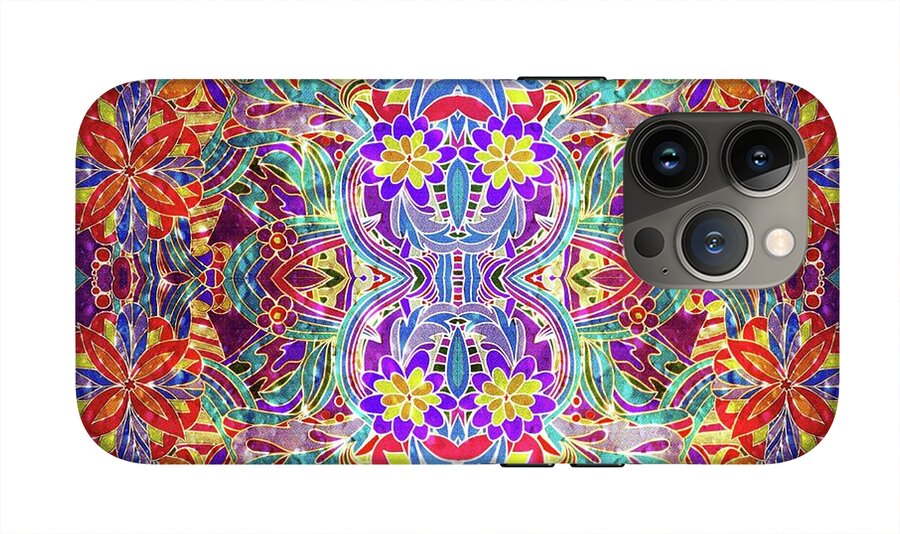 Red Purple Sparkle Floral - Phone Case