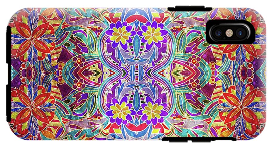 Red Purple Sparkle Floral - Phone Case