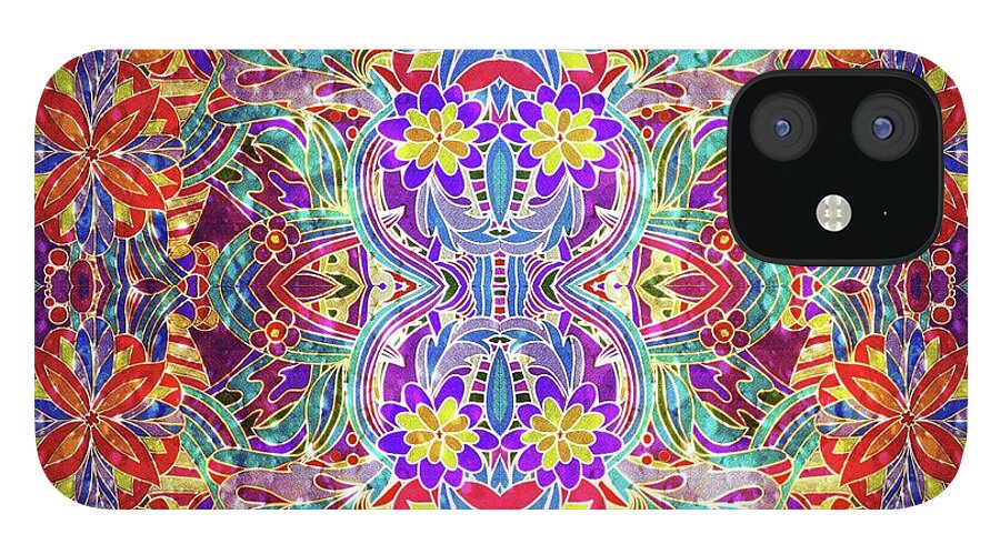 Red Purple Sparkle Floral - Phone Case