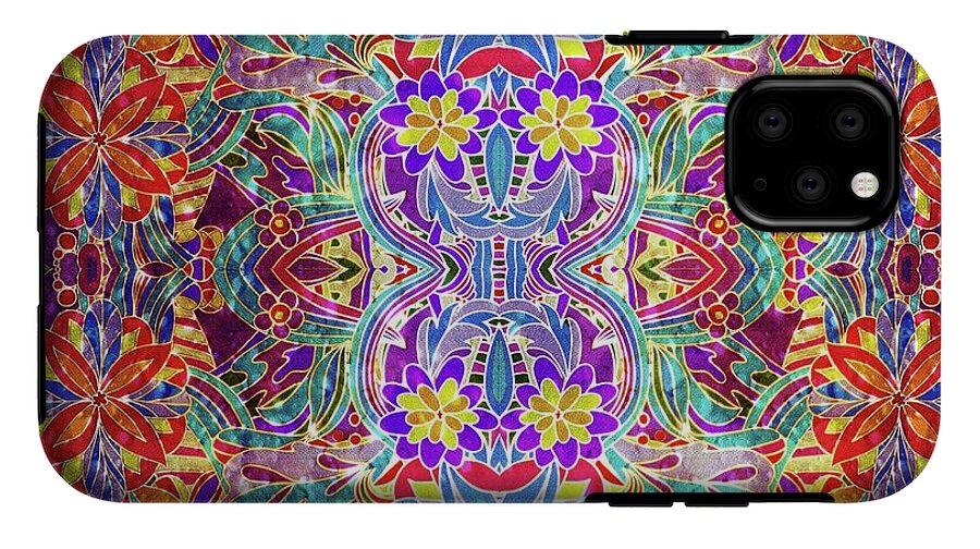 Red Purple Sparkle Floral - Phone Case
