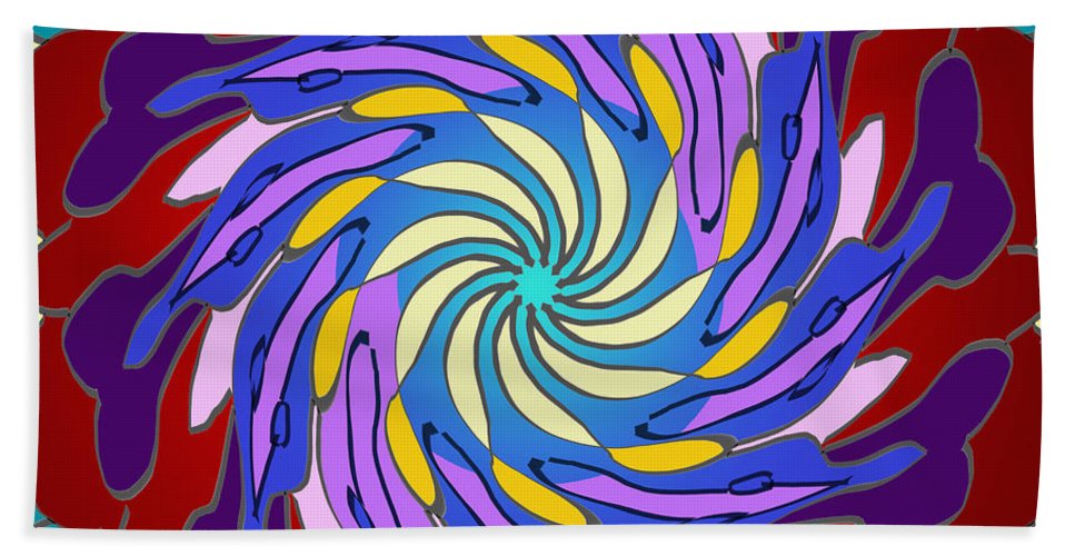 Red Purple Yellow Mandala Swirl - Beach Towel