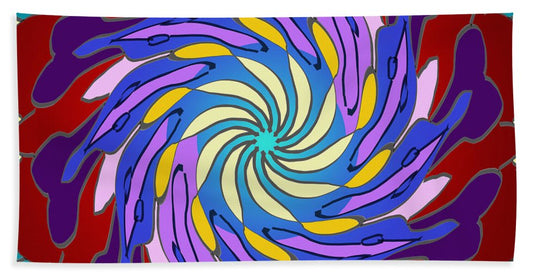 Red Purple Yellow Mandala Swirl - Bath Towel