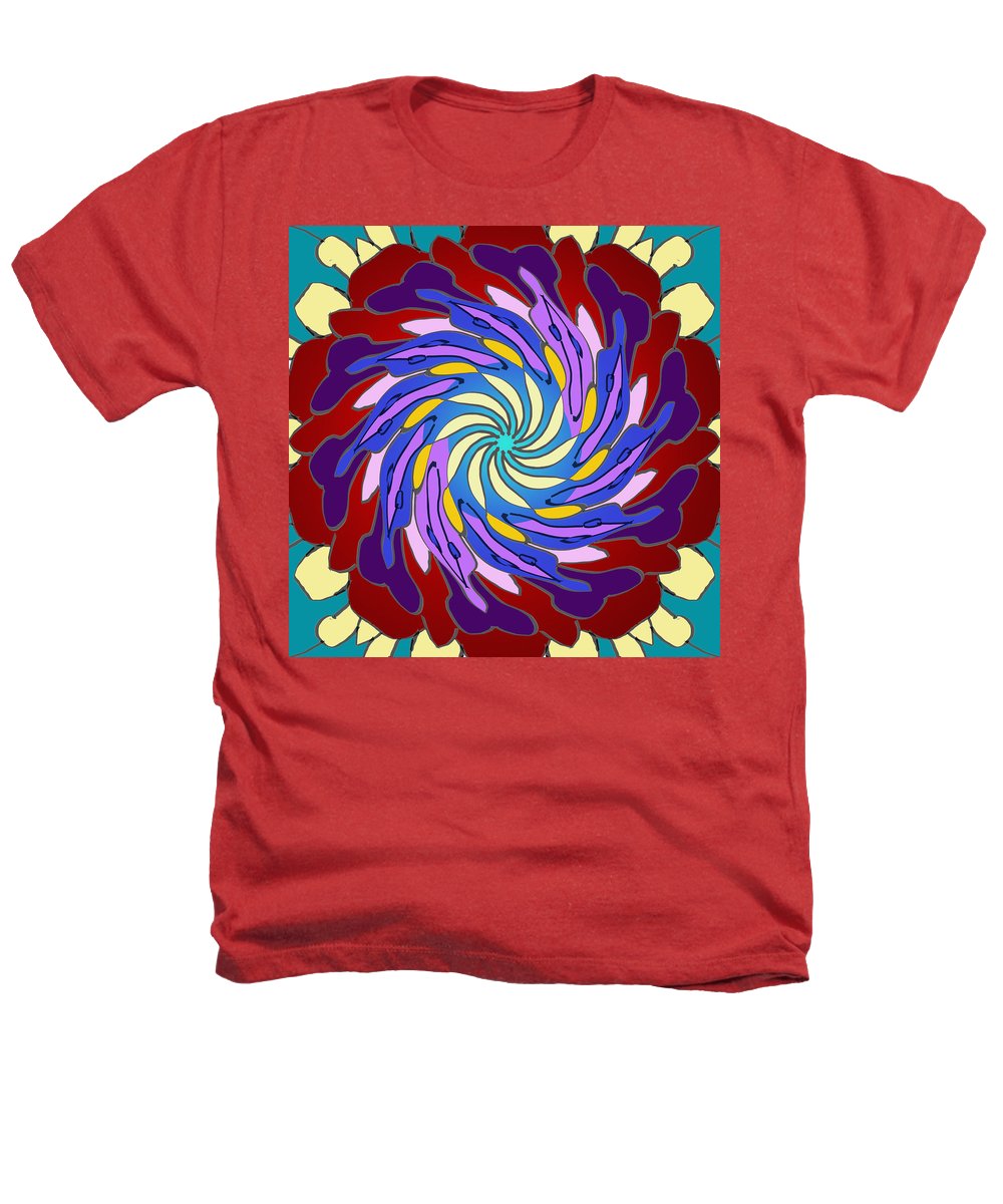 Red Purple Yellow Mandala Swirl - Heathers T-Shirt