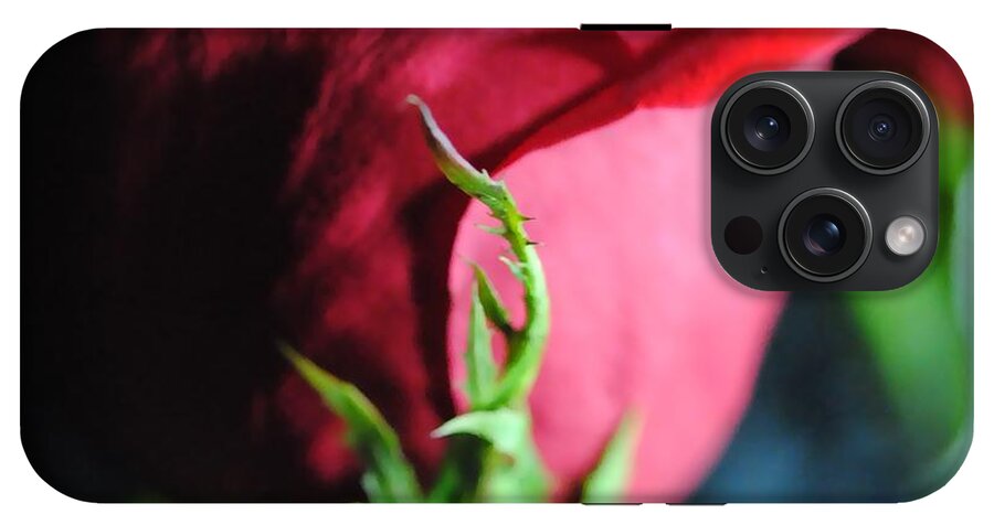 Red Rose Green Stem - Phone Case