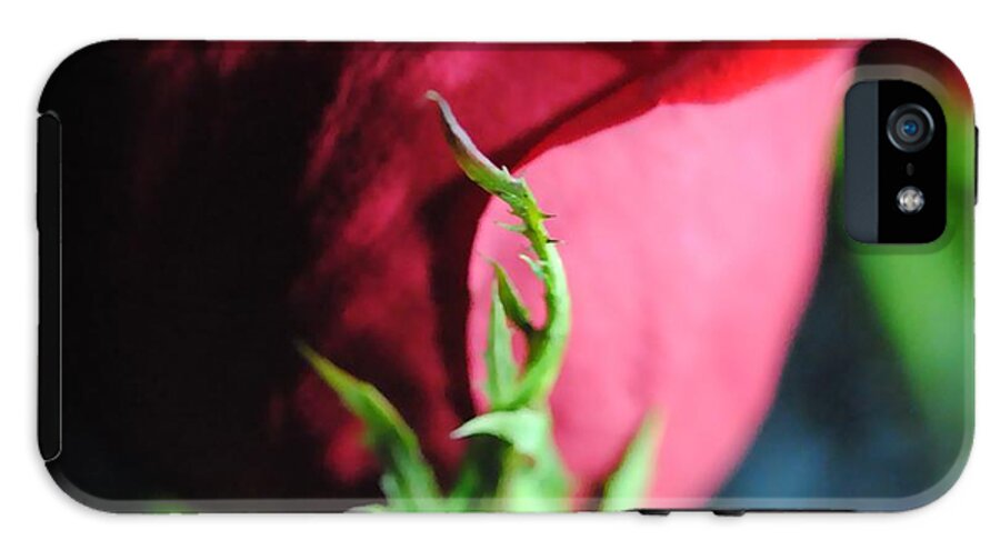 Red Rose Green Stem - Phone Case