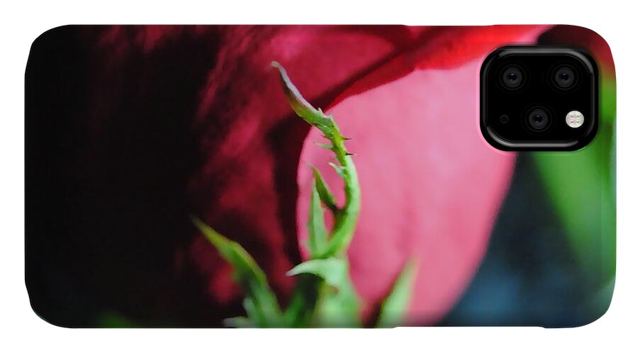 Red Rose Green Stem - Phone Case