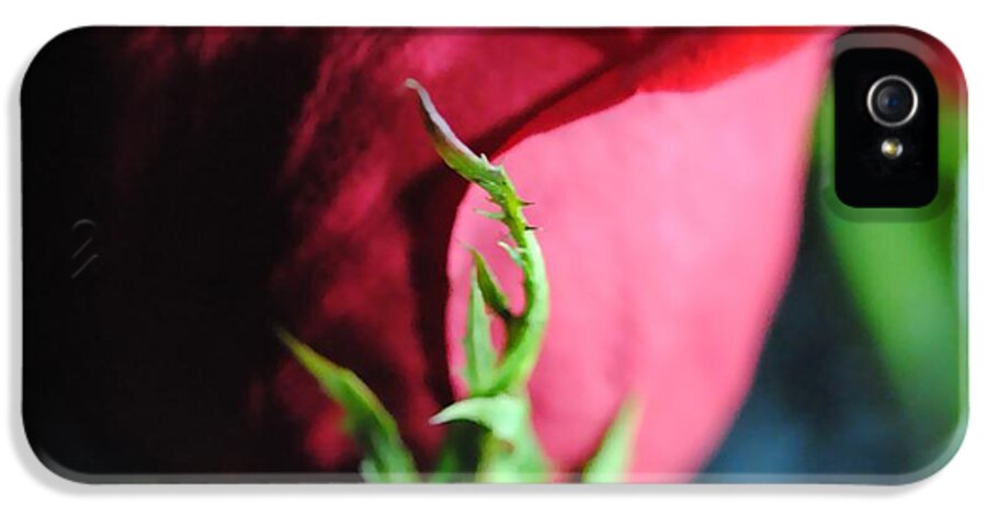 Red Rose Green Stem - Phone Case
