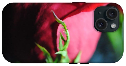 Red Rose Green Stem - Phone Case