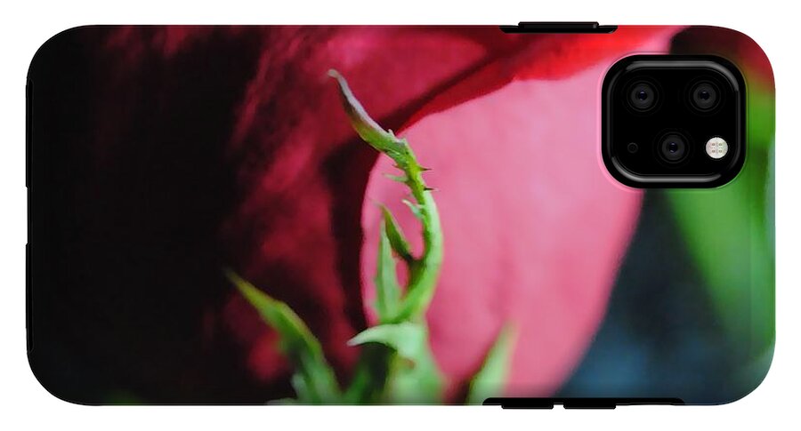 Red Rose Green Stem - Phone Case