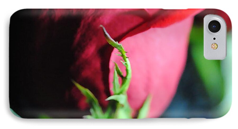 Red Rose Green Stem - Phone Case