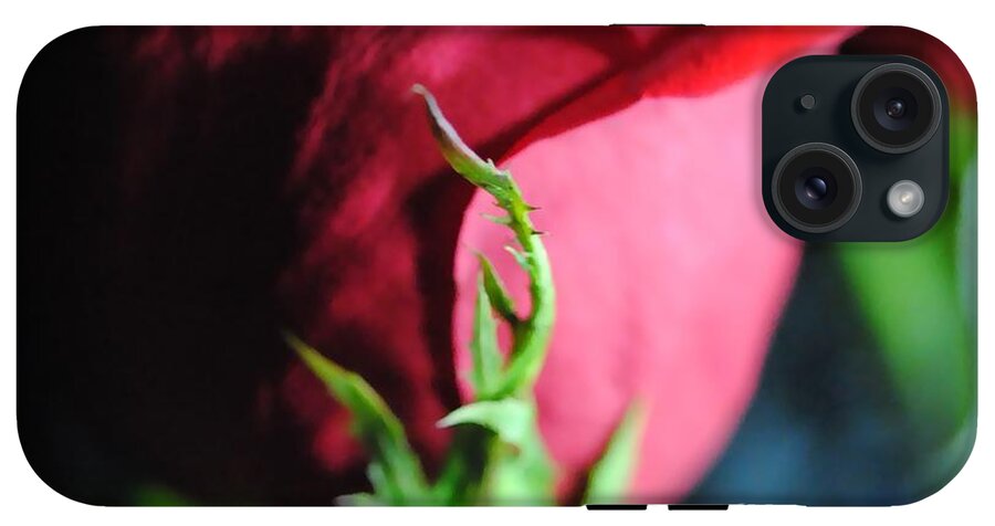 Red Rose Green Stem - Phone Case