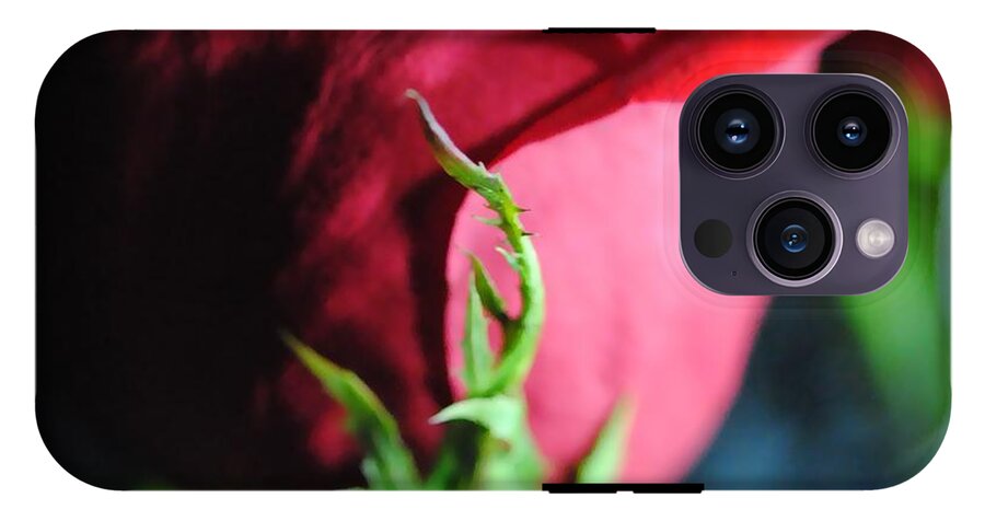 Red Rose Green Stem - Phone Case
