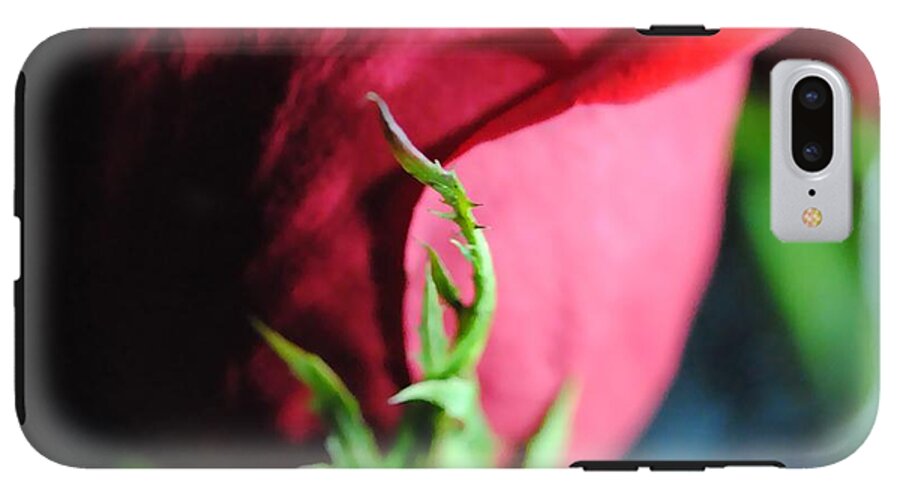 Red Rose Green Stem - Phone Case