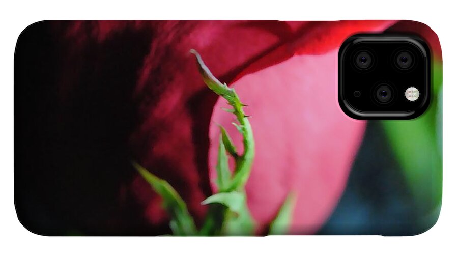 Red Rose Green Stem - Phone Case