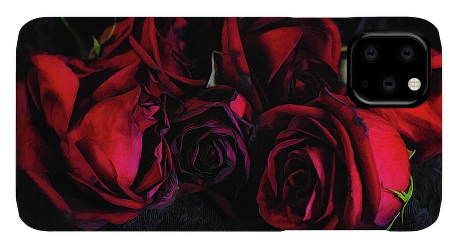 Red Roses Black Velvet - Phone Case