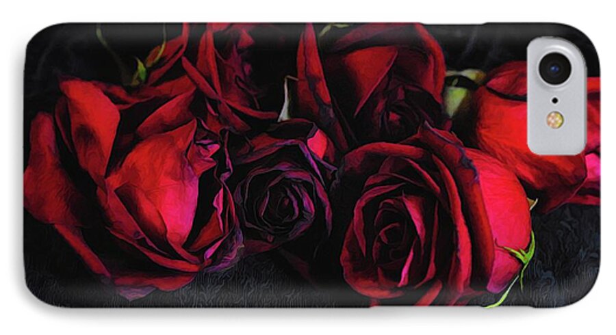 Red Roses Black Velvet - Phone Case