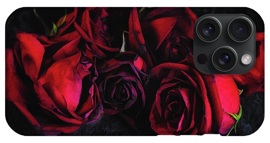 Red Roses Black Velvet - Phone Case
