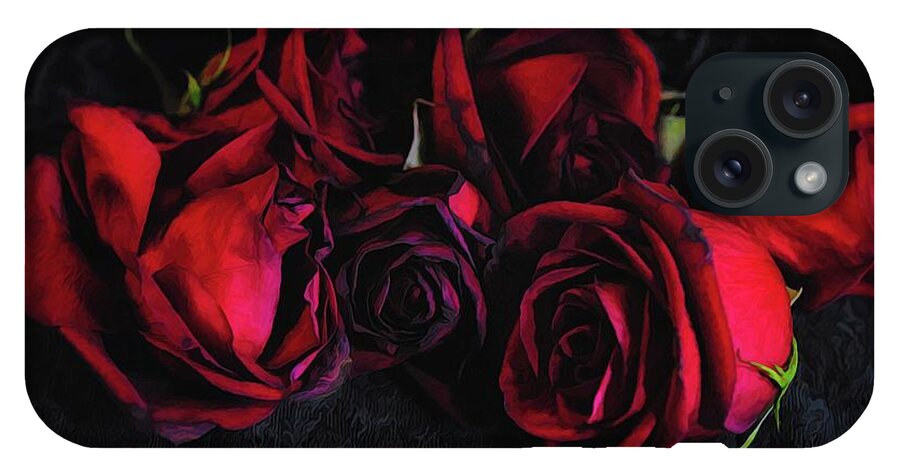 Red Roses Black Velvet - Phone Case