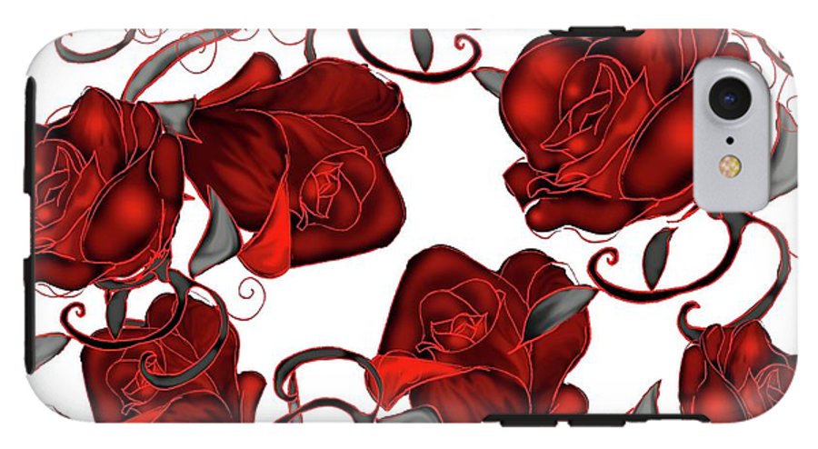 Red Roses on White - Phone Case