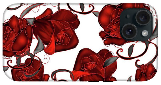 Red Roses on White - Phone Case