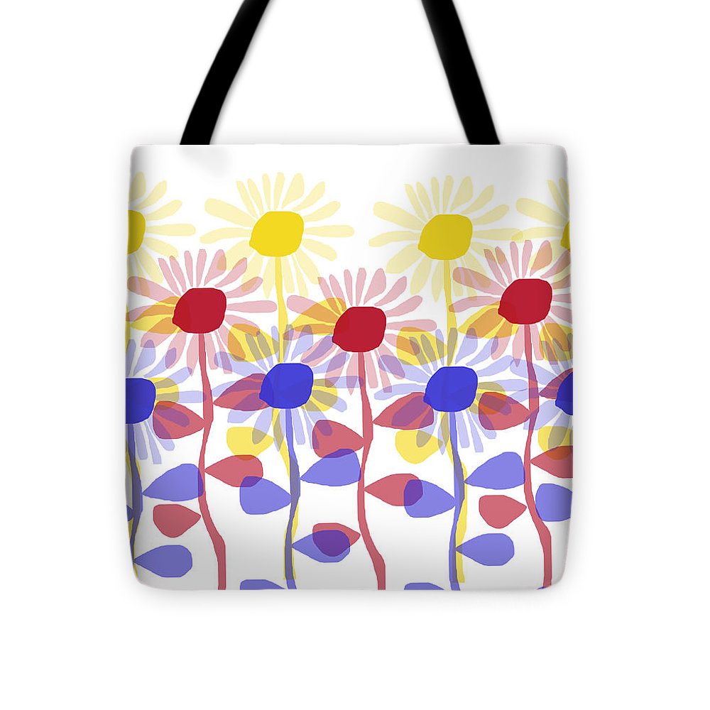 Red Yellow and Blue Sunflowers - Tote Bag
