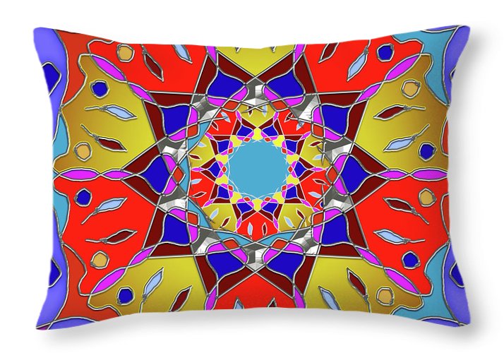 Red Yellow Blue Mandala - Throw Pillow