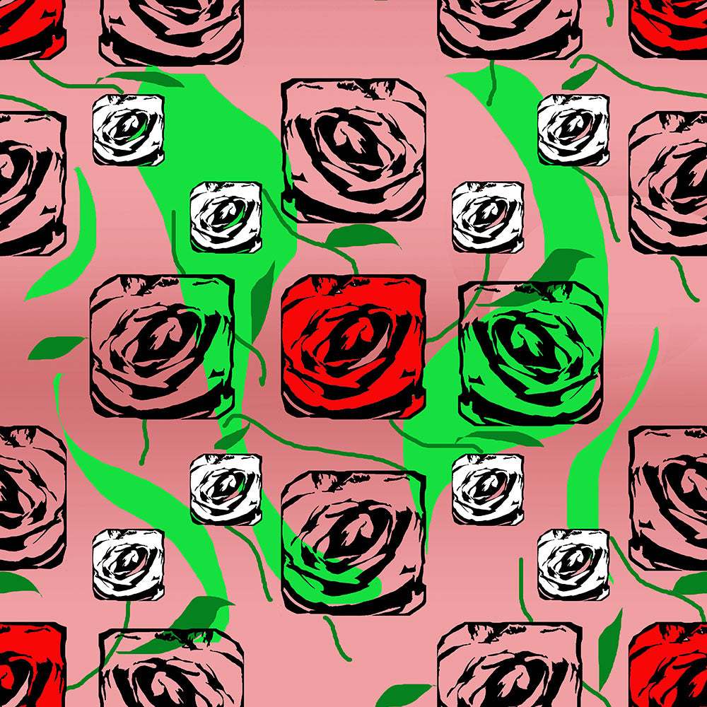 Red and White Roses Pattern Digital Image Download