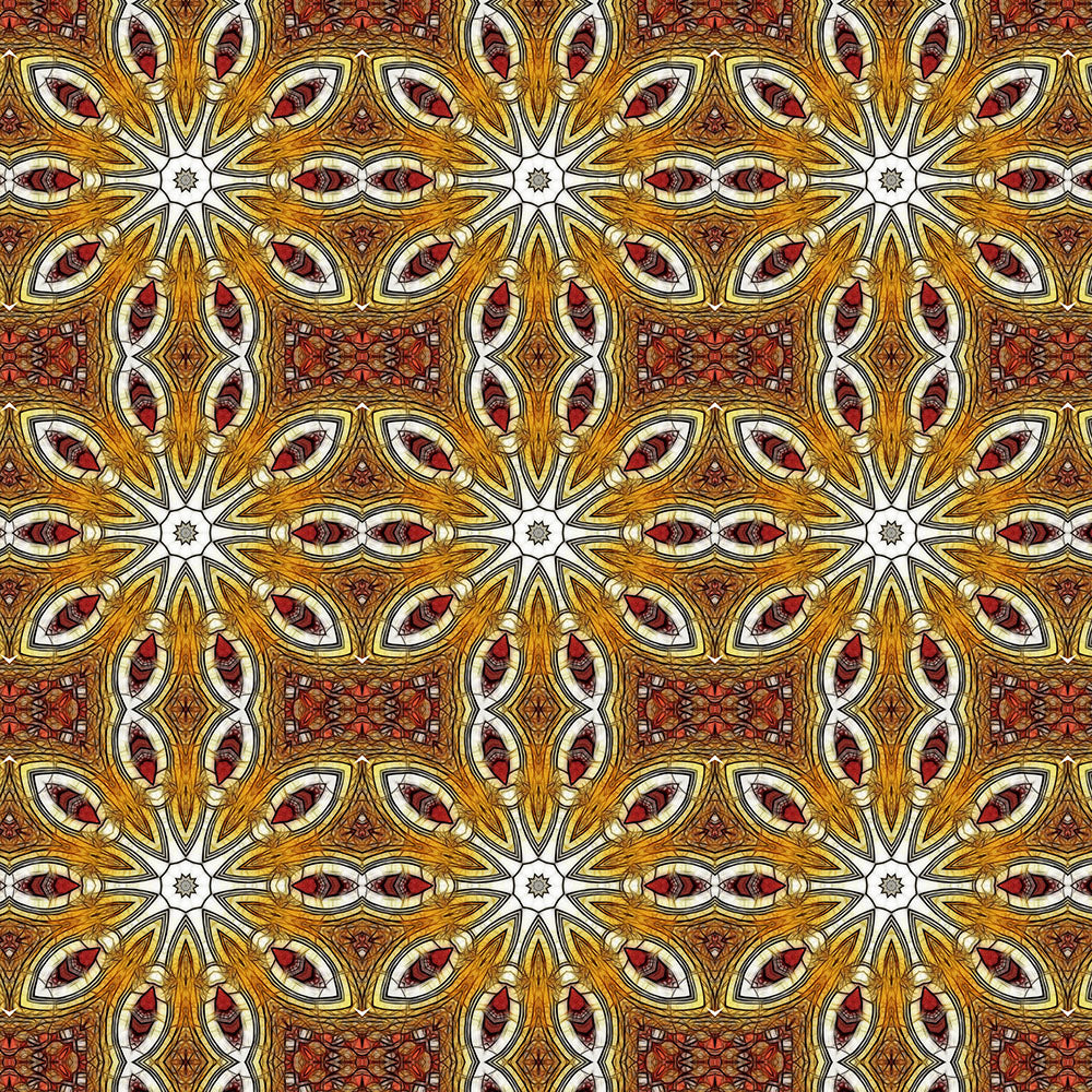 Red Gold Flower Kaleidoscope Digital Image Download