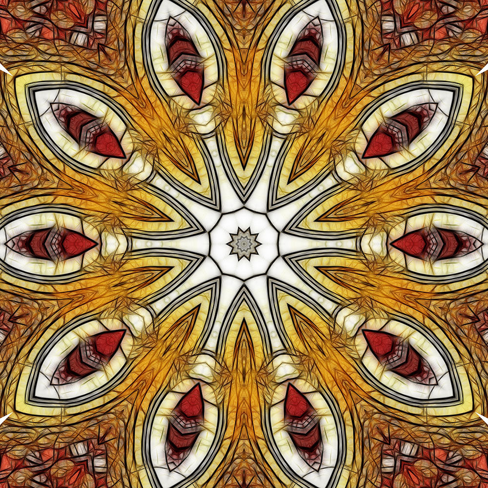 Red Gold Geometric Flower Digital Image Download