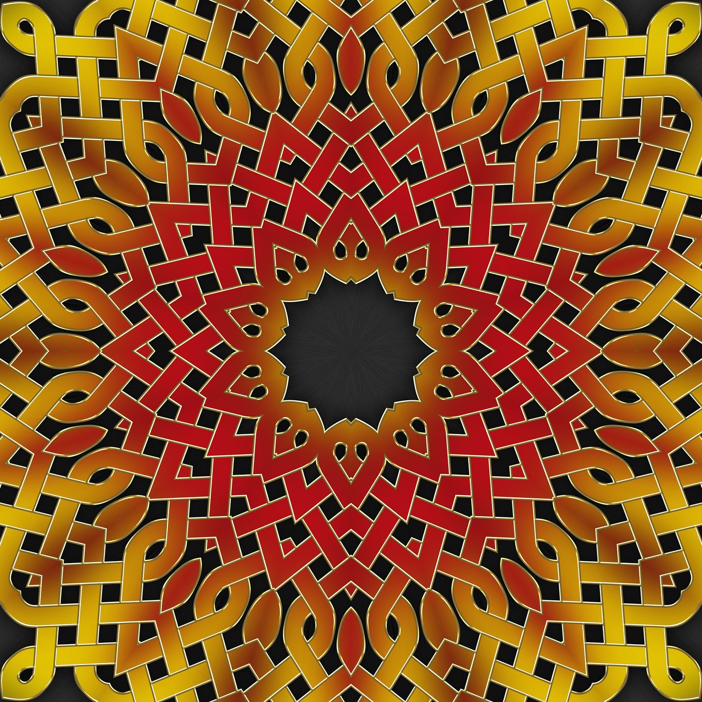 Red Orange Celtic Kaleidoscope Digital Image Download