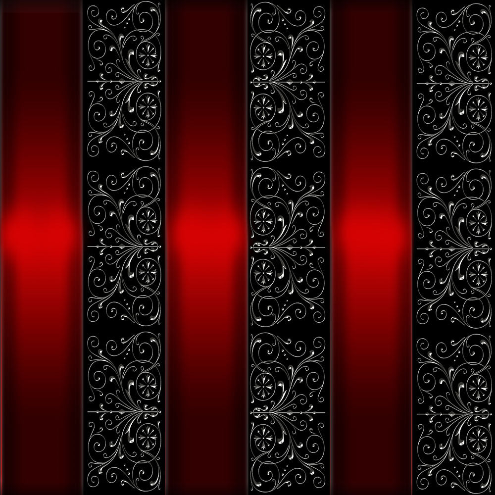 Red Ribbon and Vines Pattern Digital Image Download