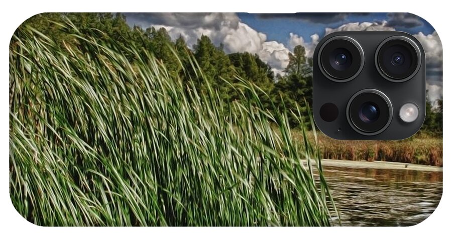 Reeds Along a Campground Lake - Phone Case