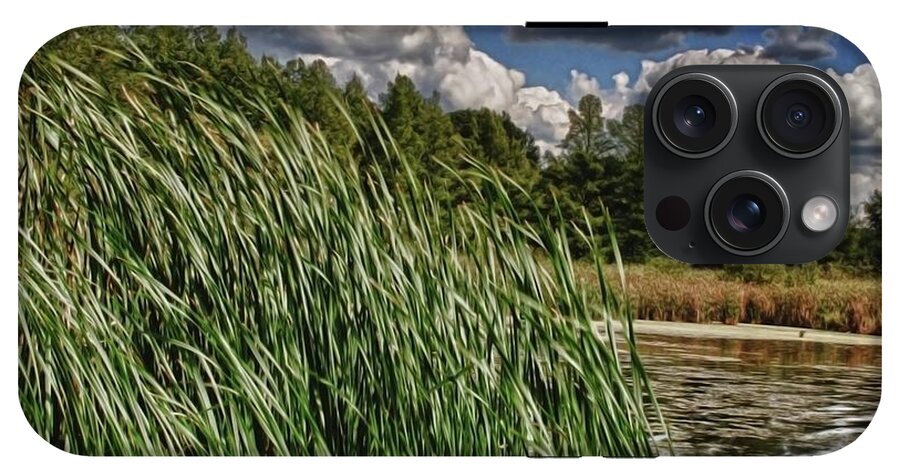 Reeds Along a Campground Lake - Phone Case