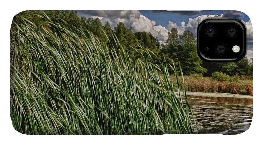 Reeds Along a Campground Lake - Phone Case