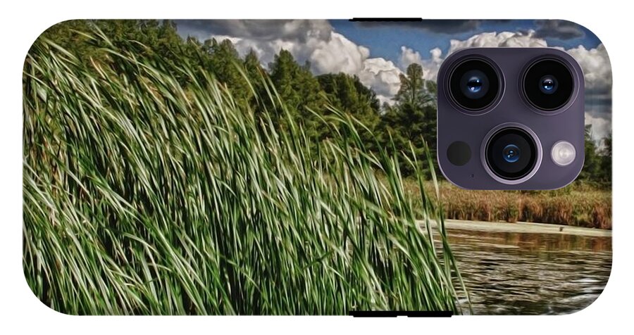 Reeds Along a Campground Lake - Phone Case