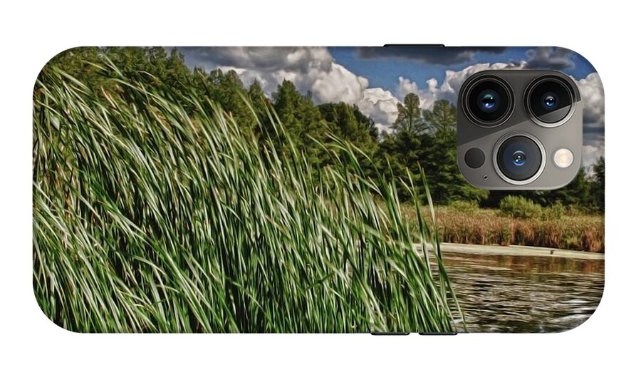 Reeds Along a Campground Lake - Phone Case