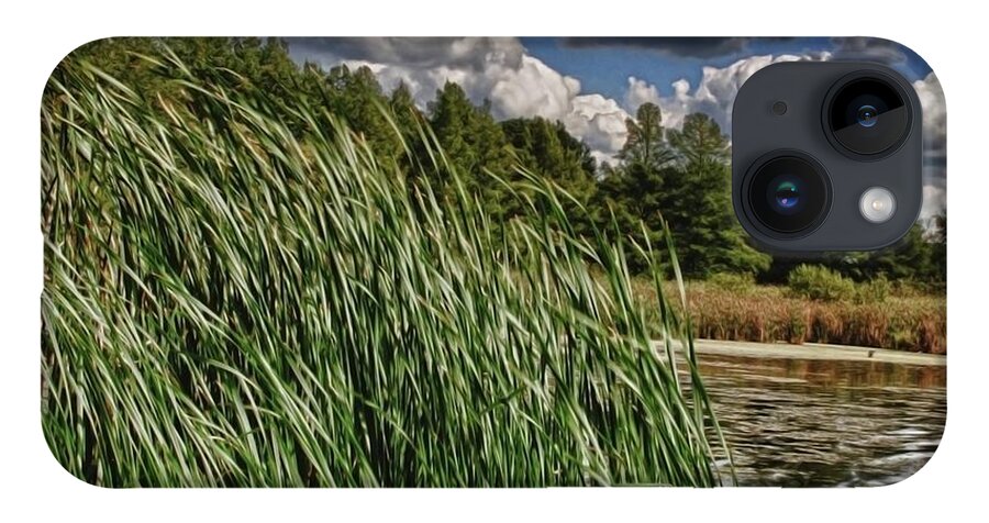 Reeds Along a Campground Lake - Phone Case