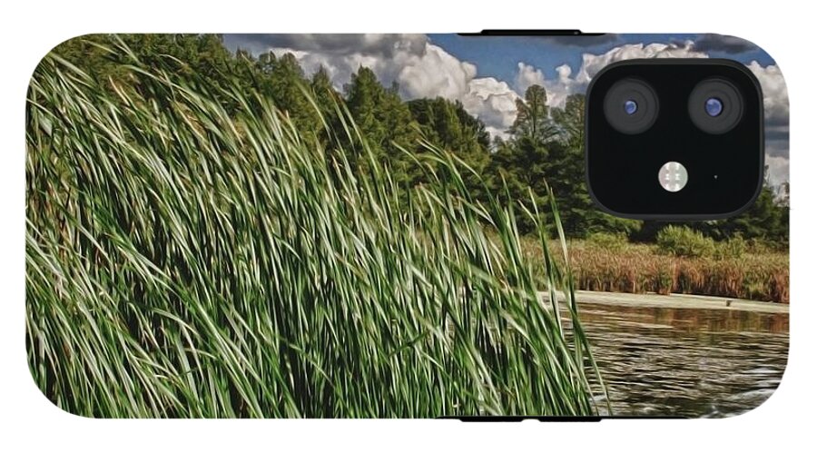 Reeds Along a Campground Lake - Phone Case