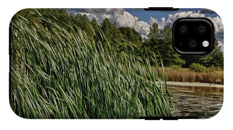 Reeds Along a Campground Lake - Phone Case