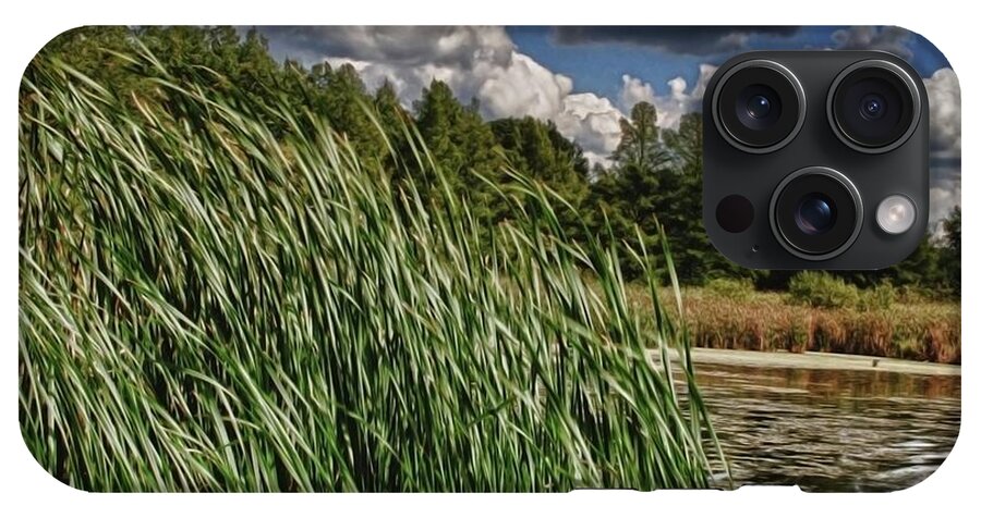 Reeds Along a Campground Lake - Phone Case