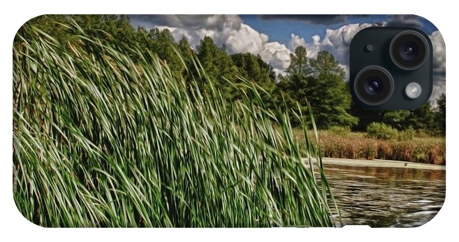 Reeds Along a Campground Lake - Phone Case