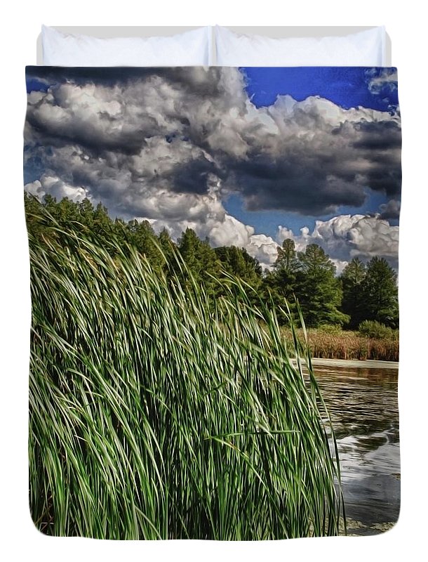Reeds Along a Campground Lake - Duvet Cover