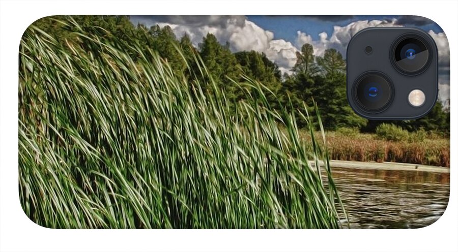 Reeds Along a Campground Lake - Phone Case