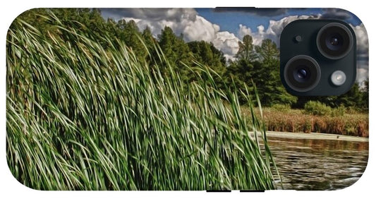 Reeds Along a Campground Lake - Phone Case