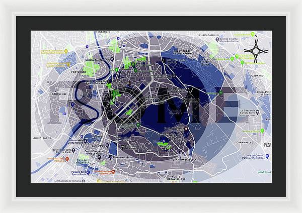 Rome Map Art - Framed Print