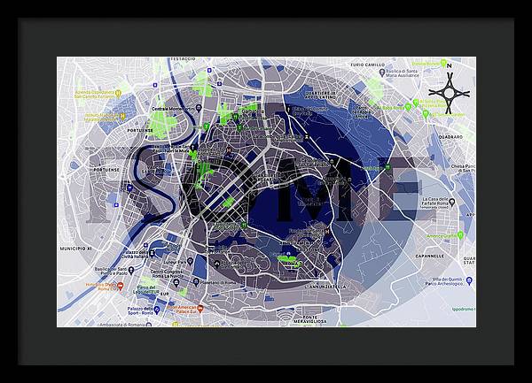 Rome Map Art - Framed Print